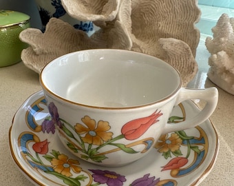 Mason’s Ironstone Bridgemere Teacup & Saucer – Vintage 1988 Floral China – English Ironstone Tea Set – Cottagecore Tableware