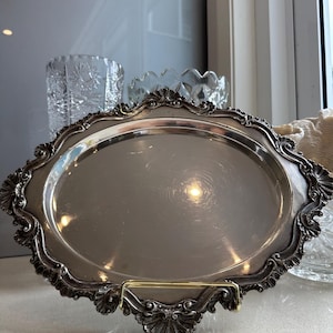 Antique James Dixon and Sons Ornate Silver Plated Tray, Shell Boarder Scroll Designs | Sheffield England