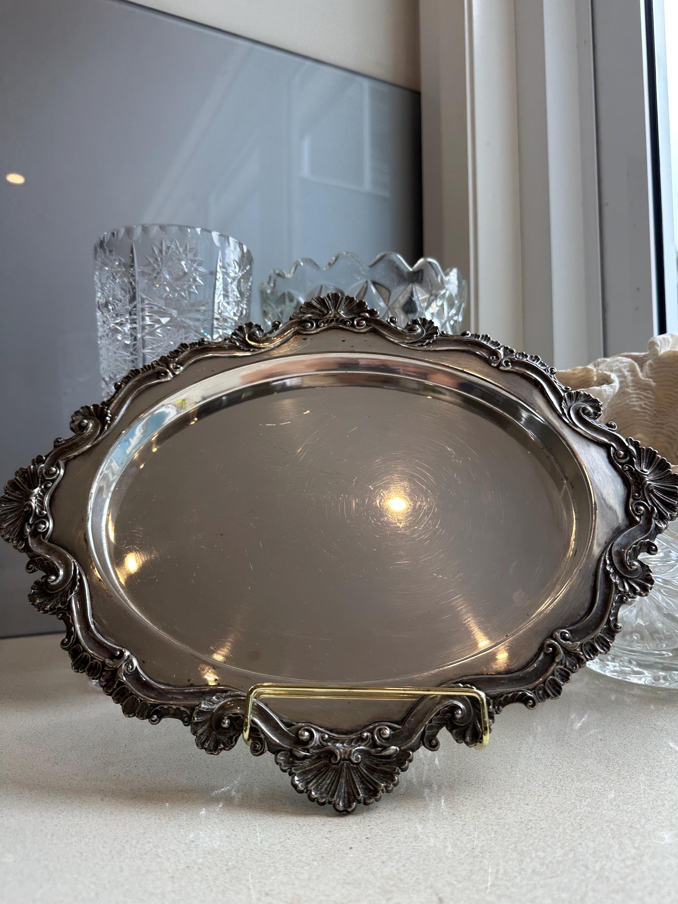 Antique James Dixon & Sons Silver Plated Tray | Rococo Shell