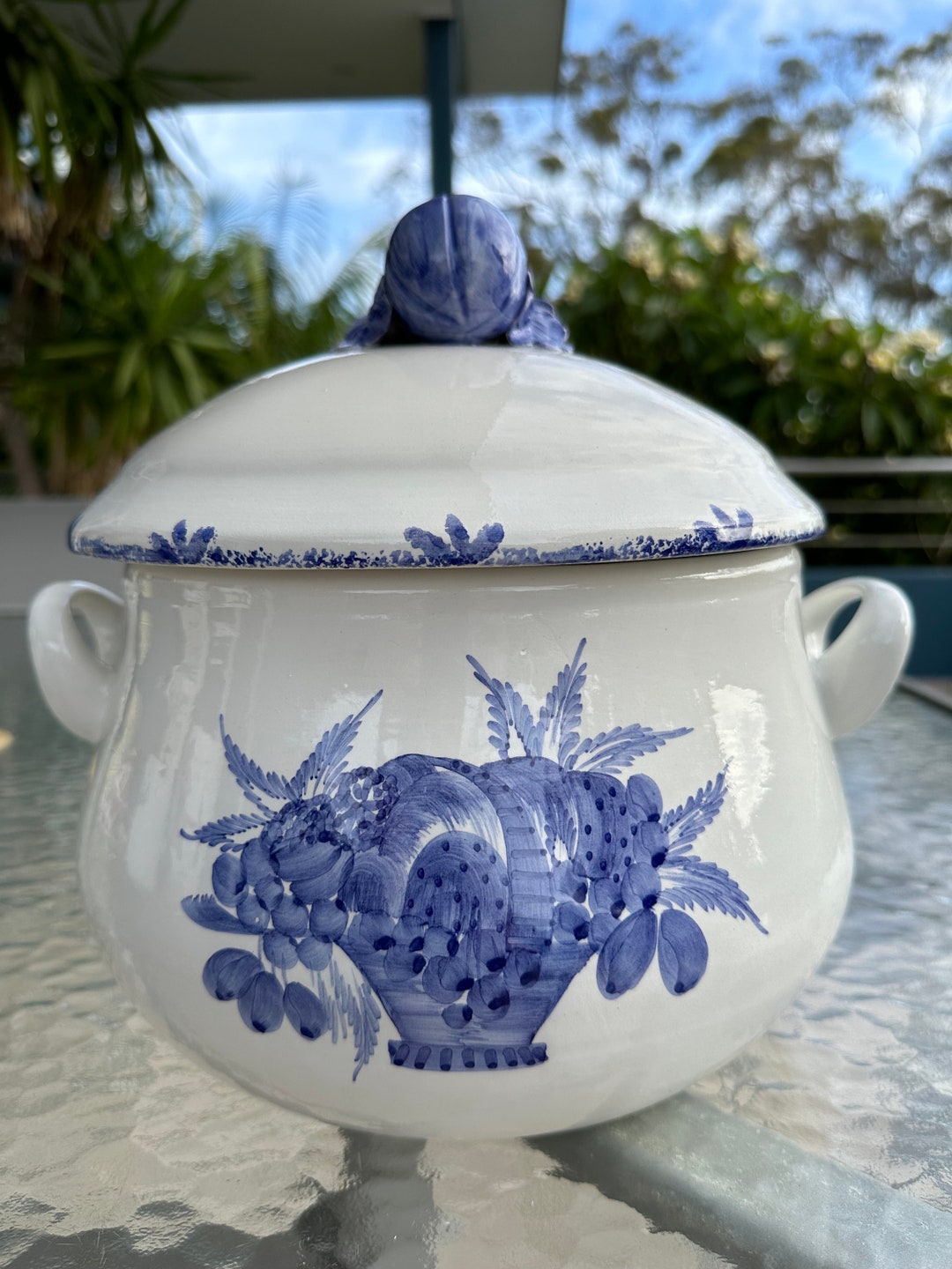 青いドラゴン模様 蓋付き茶碗 京焼？ 陶玉？ ２個ニューあります 抹茶茶碗 |【共箱付】青茶碗 (SOY-579) 作家「山田想」