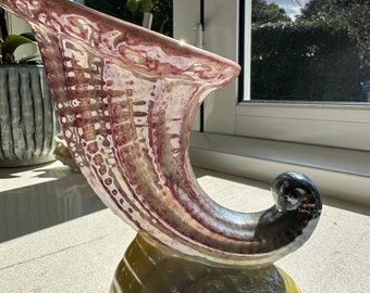 Cornucopia Pink Lustreware Vintage Ceramic Vase Glorious Pink Shell Style Lustreware Vase