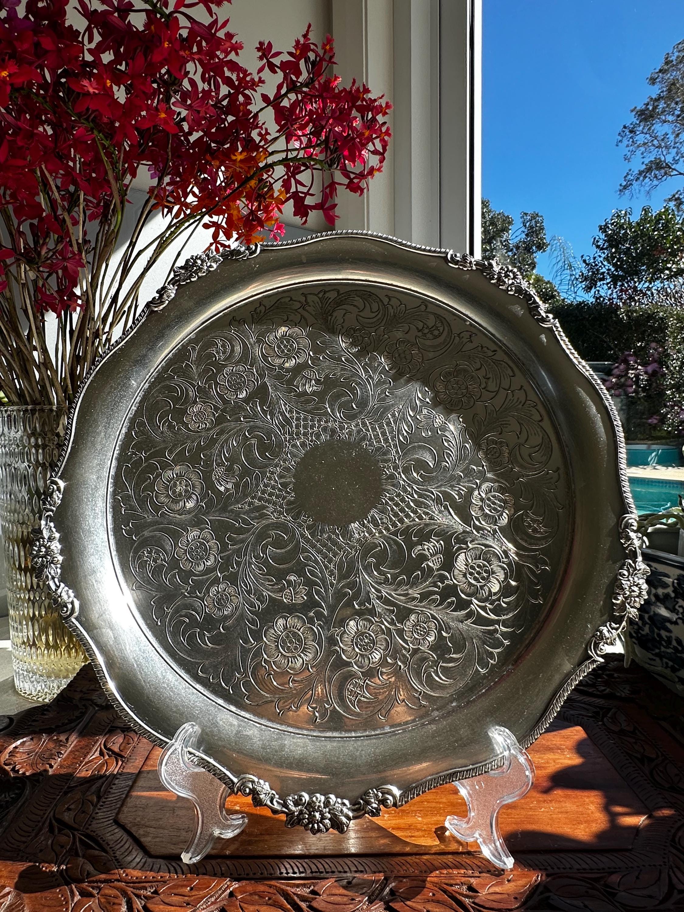 英国ヴィンテージ　VINERS Alpha Plate　銀仕上げトレイ Viners Alpha Plate - Etsy