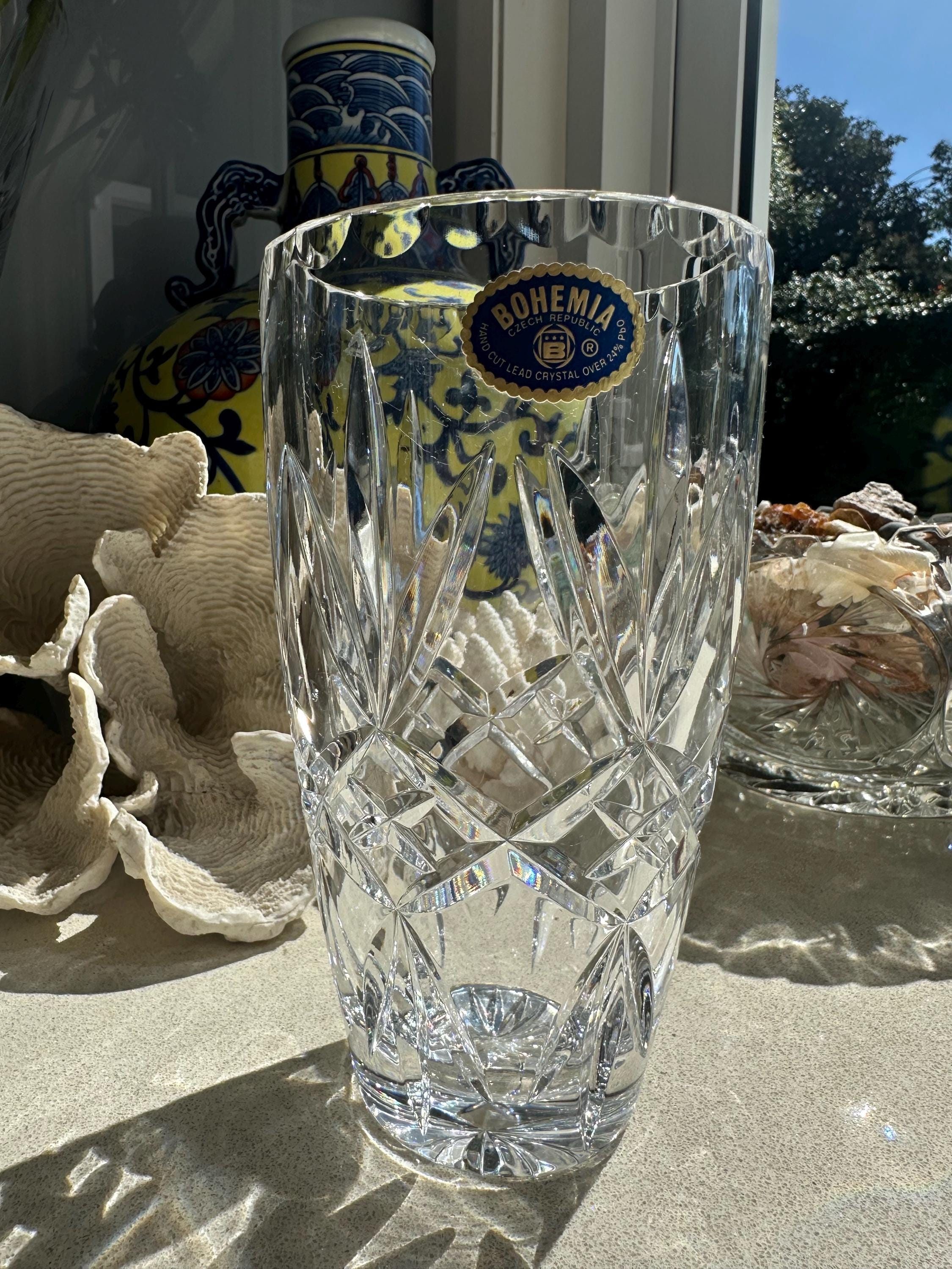 Bohemia Hand Cut Lead Crystal Vase | Czech Republic | Over