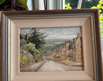 Original Oil Painting, English Country Cottage - Burton on the Hill Cotswolds Painting