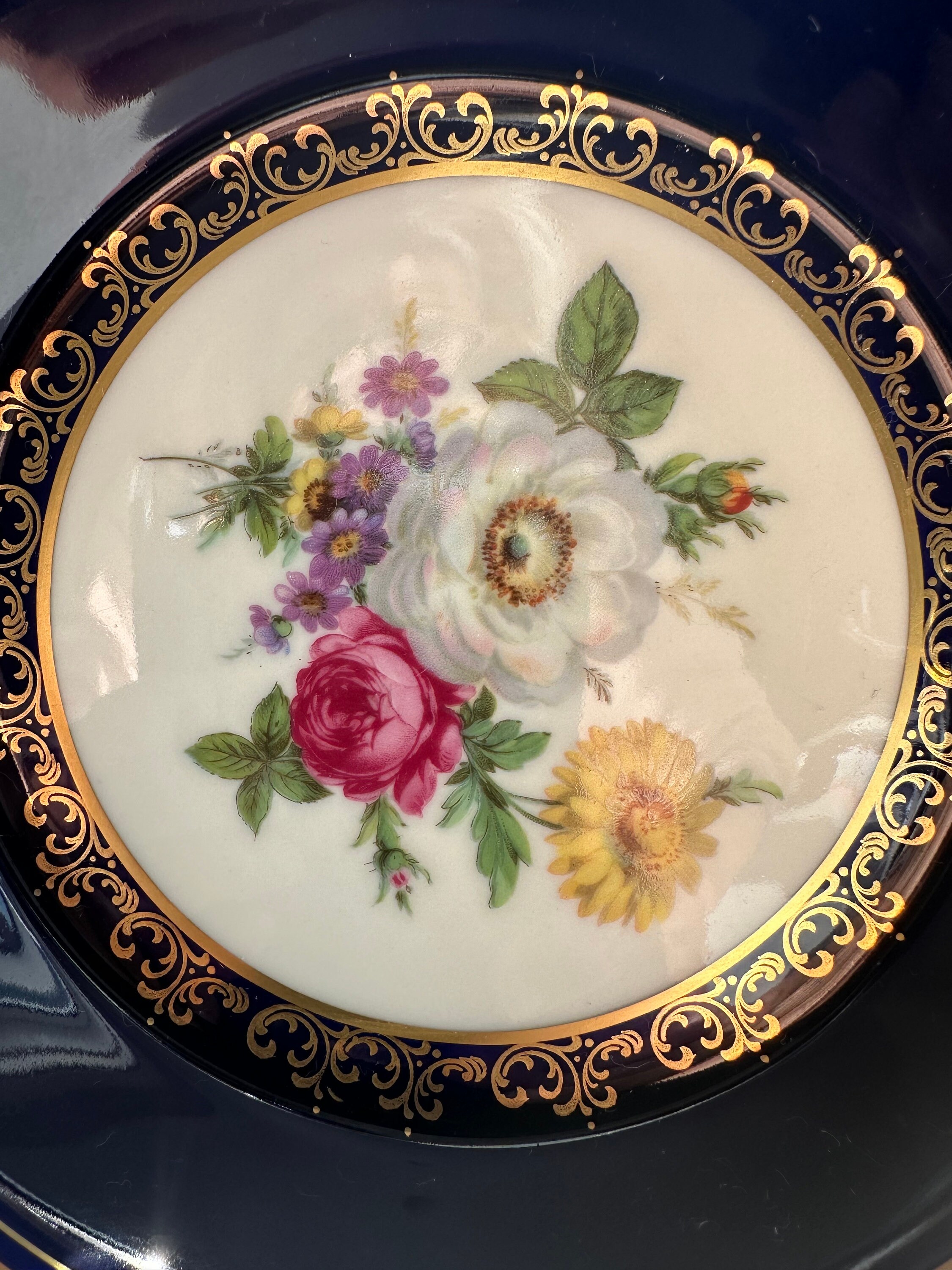 Ancien Plat De Service à Compartiments German Bavaria Lindner, Doré, Motif Floral