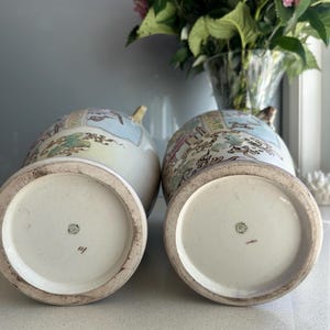 Antique circ 1800 early 1900’s Nippon Vases Set of 2 Large x 37-38 cm tall | Hand-Painted Peacock & Floral Design image 19