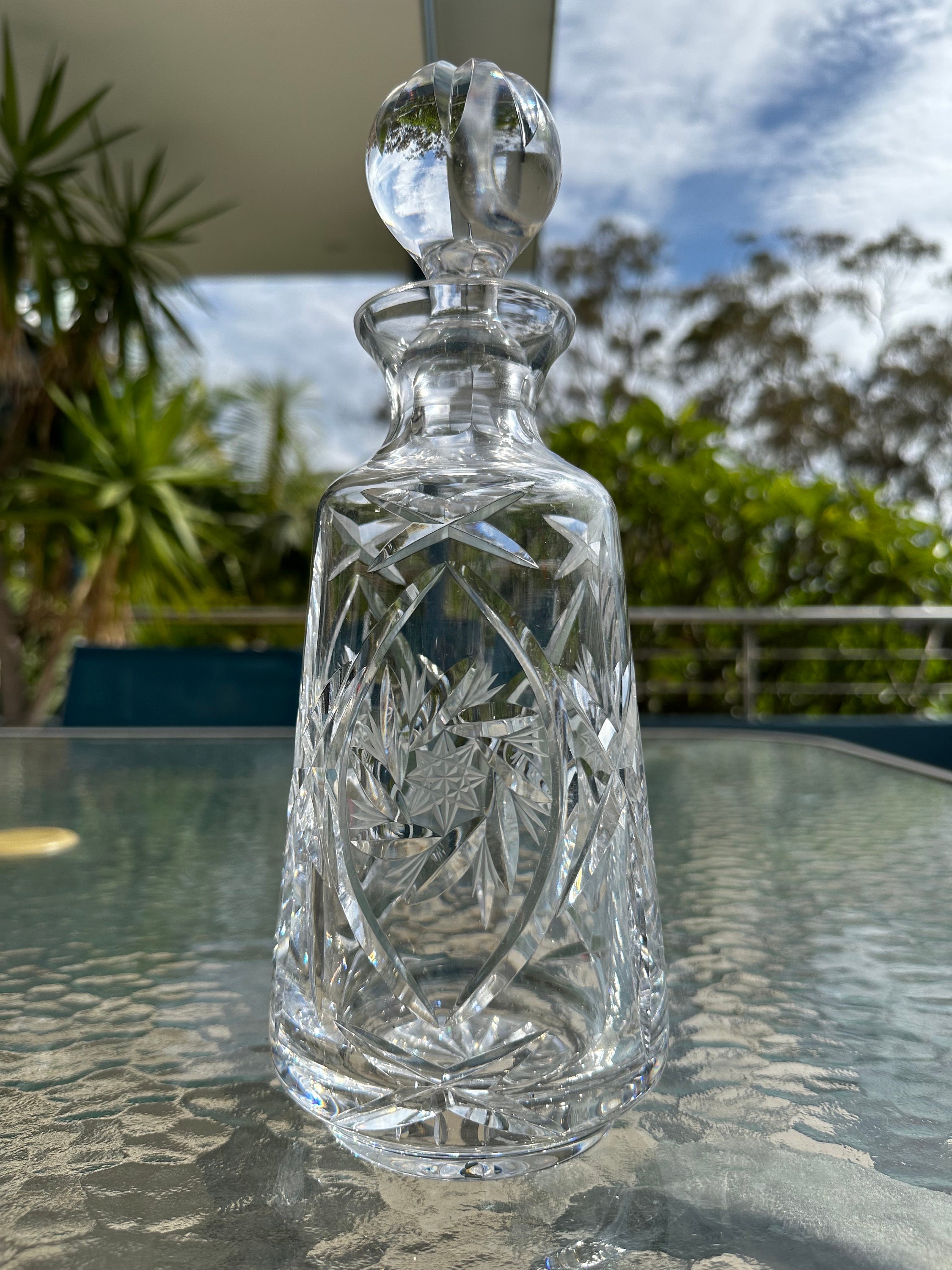 Fine Cut Crystal Decanter Pinwheel Design Elegant Crystal Tableware Etsy