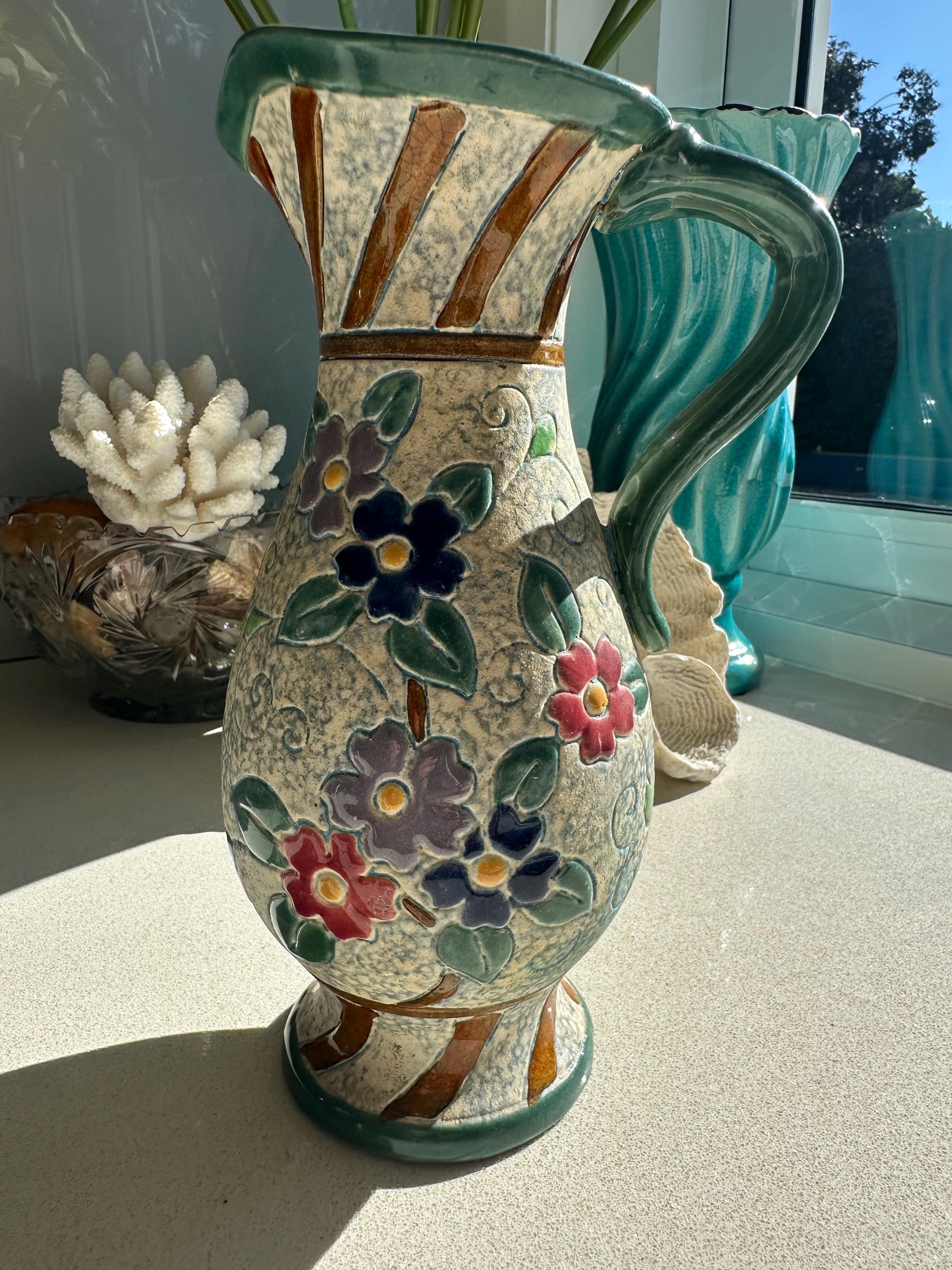 イタリア アンティーク マジョリカ焼き マジョリカ陶器 花瓶 壺1930年頃品 イタリア アンティーク マジョリカ焼き マジョリカ陶器 花瓶 壺1930