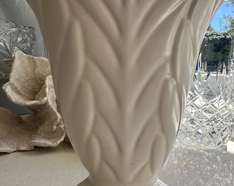 Vintage 1940 Art Deco Vases, Beswick White Glazed Pottery Vase