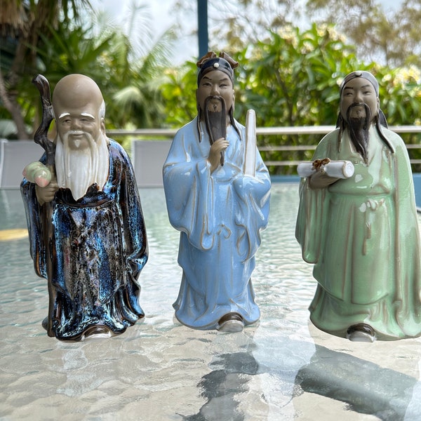 Fu, Lu, Shou - Three Star Chinese God Figurines, San Xing - Fortune, Prosperty and Longevity