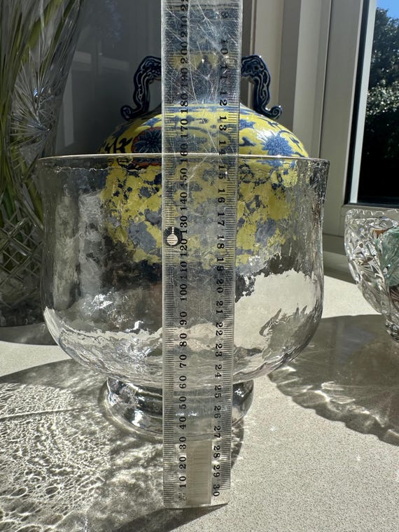 Pukeberg Sweden Vintage Glass Bowl: Textured Scandinavian Design