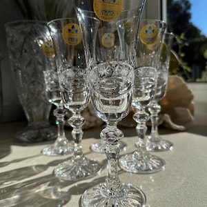Set of 6 Milano 24% Lead Crystal Champagne Flutes – Hand-Cut Polish Glassware with Original Labels