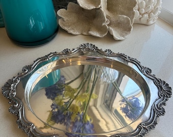 Antique James Dixon & Sons Silver Plated Tray | Rococo Shell
