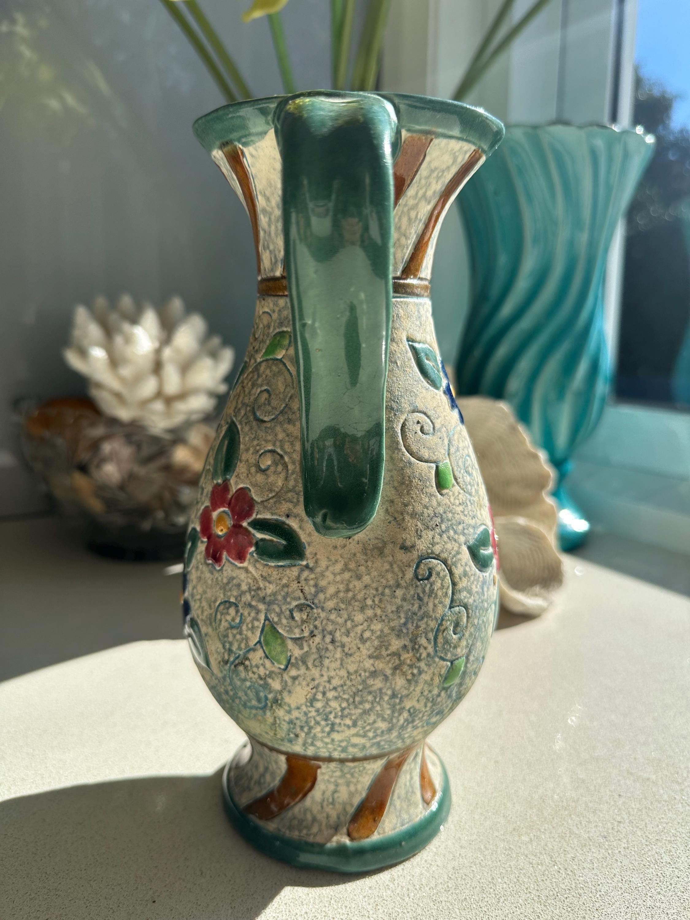 ヴィンテージの日本製花瓶（ピッチャー）｜マジョリカ焼き 1940～60