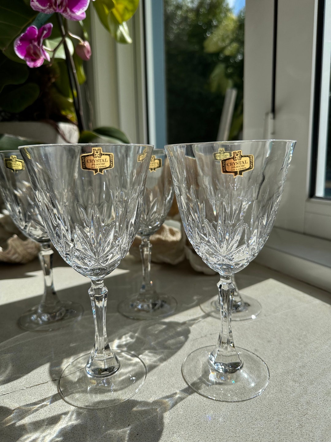 Crystal Wine Glasses Vintage Crystal Zajecar Made in Yugoslavia Large