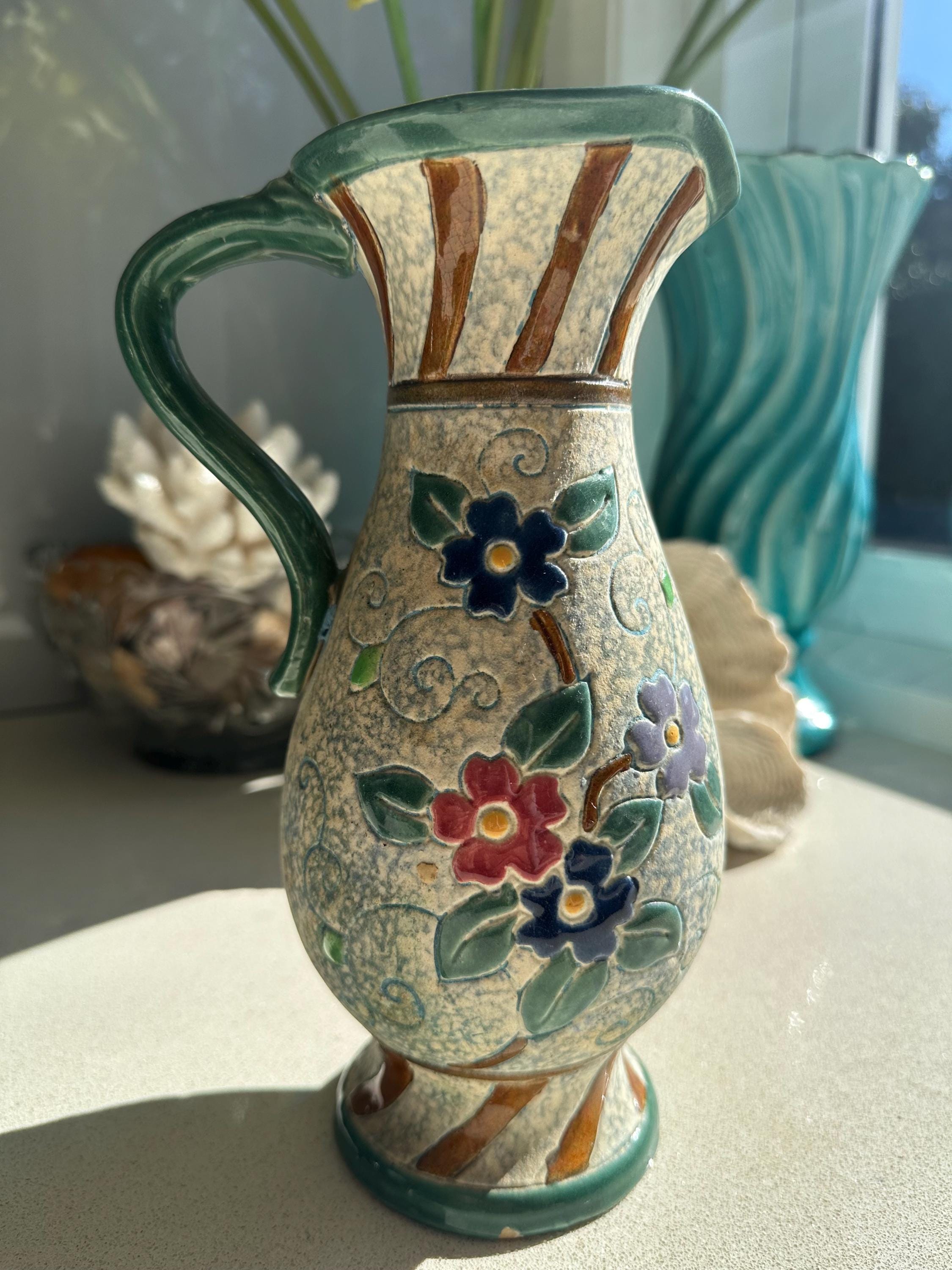 ヴィンテージの日本製花瓶（ピッチャー）｜マジョリカ焼き 1940～60