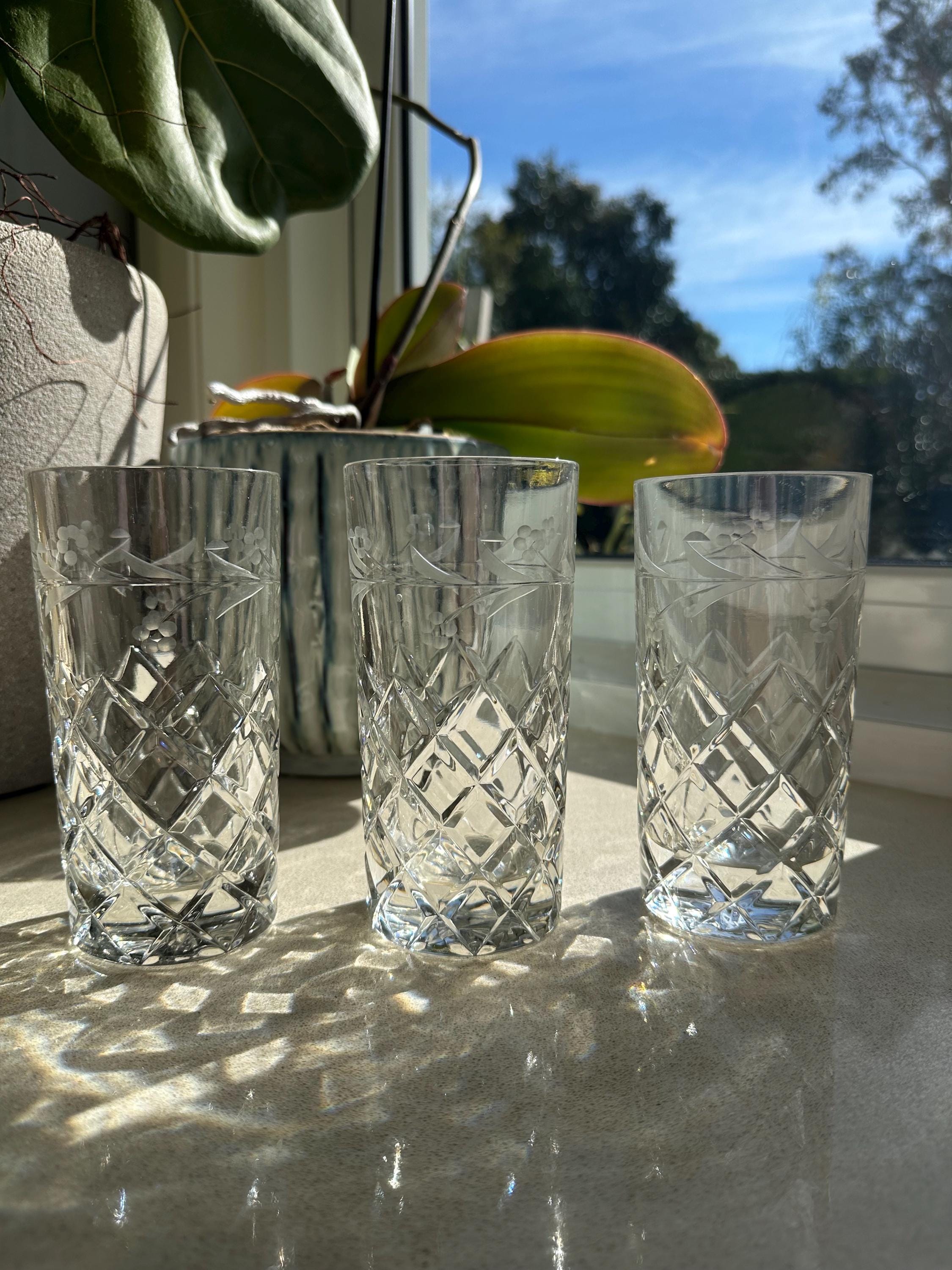 ヴィンテージクリスタルハイボールワイングラスクリスタルグラス ヴィンテージクリスタルハイボールワイングラスクリスタルグラス 美術