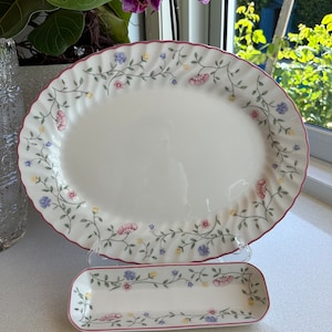 Vintage Johnson Bros Summer Chintz Platter and Olive Dish Set