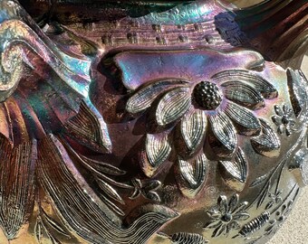 アンティークフェントンブラックカーニバルガラスボウル – アザミと