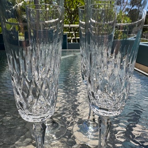 Crystal Champagne Glasses set of 4 long fluted glasses