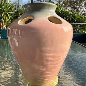 Vintage Australian Lustreware Vase | Pretty Pink, Grey and Yellow Cascading Colours | Vintage Mid Century Vase