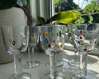 Leonardo Milliefiori - Murano-wijnglazen - Set van 6 - Grote bekers met handgemaakte bloemmotieven - Prachtig Italiaans glaswerk