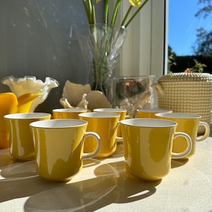 MIKASA FLORA Cera -Stone Vintage Plates, Large platter, Salad Bowl,  Coffee Cups w Saucers , Sugar, Creamer Yellow Sunflower Design #3173