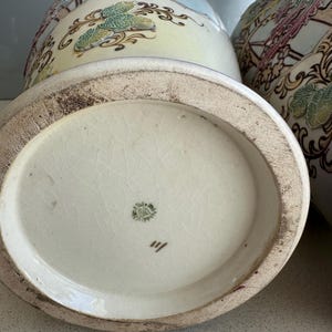 Antique circ 1800 early 1900’s Nippon Vases Set of 2 Large x 37-38 cm tall | Hand-Painted Peacock & Floral Design image 17