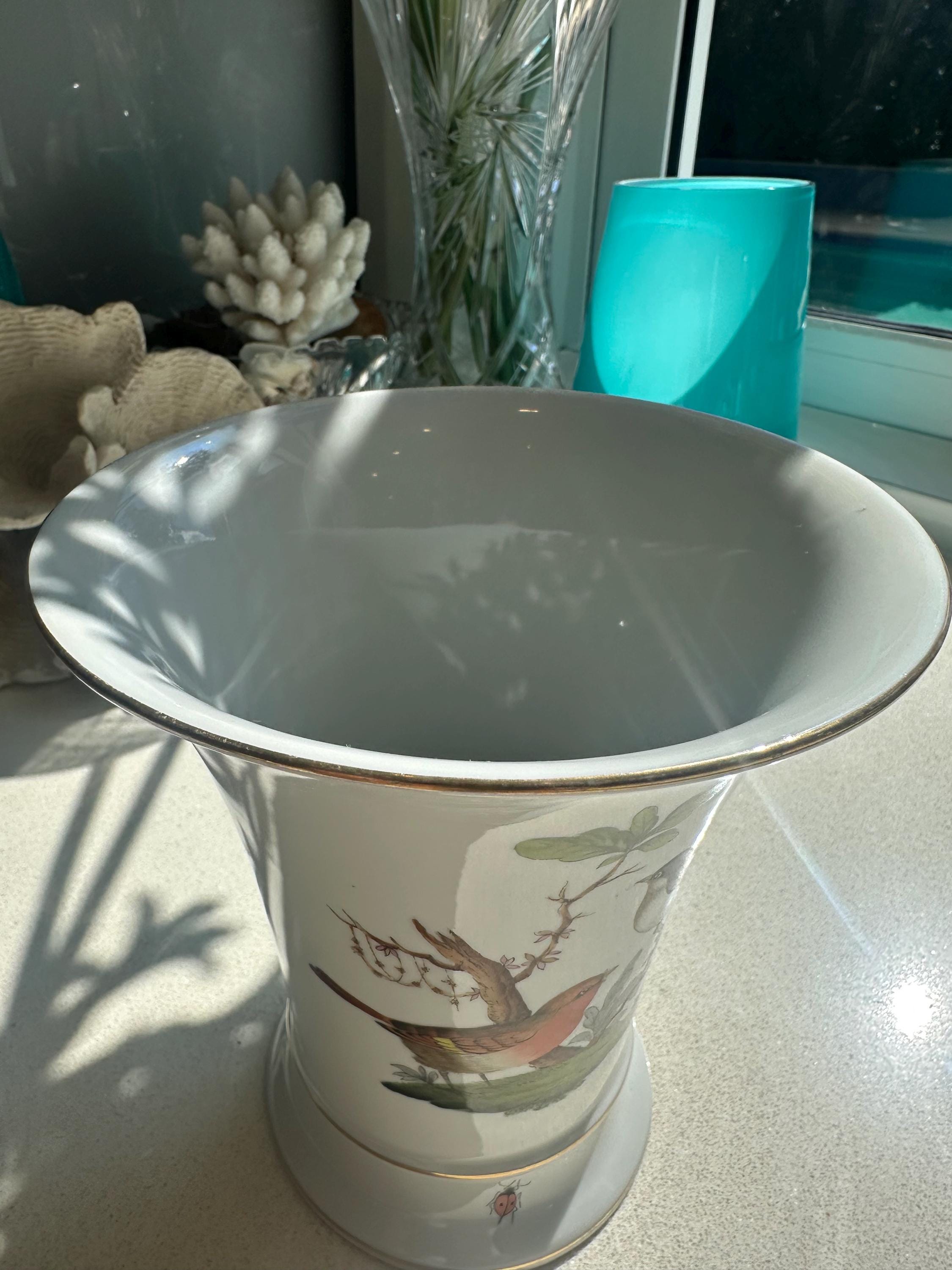 ヘレンド・ロスチャイルド社製 鳥のモチーフの花瓶 希少なヴィンテージ