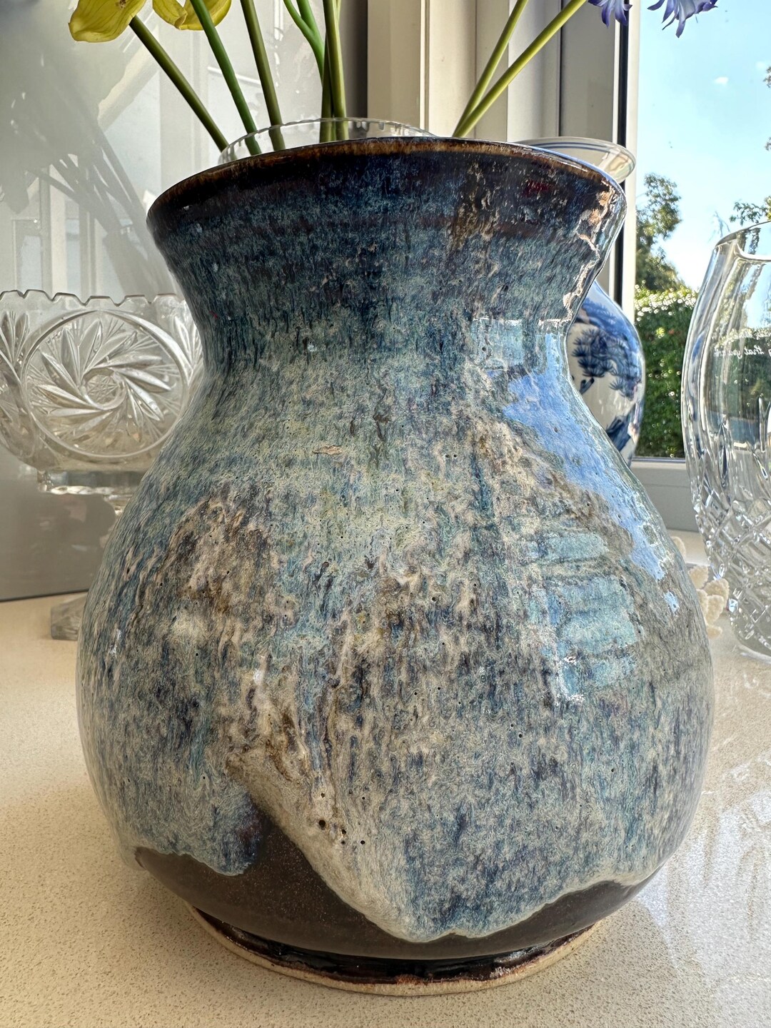 Handmade Blue Drip Glazed Pottery Vase: Rustic Studio Decor - Etsy