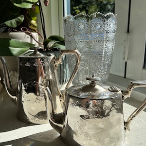 Antique Silver Plated Sheffield Teapots Matching (2) Made in England