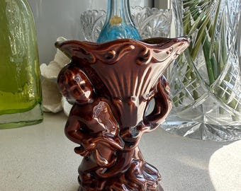 Cherub Baroque Rococo Style Ceramic Soap Dish on Pedestal - Mid Century Ornate Home Decor