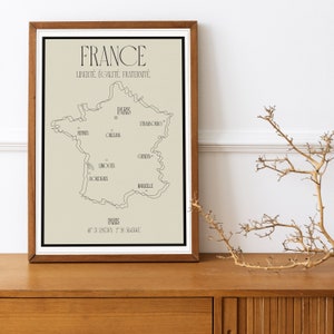 Carte de Paris en une seule ligne, Plan de ville abstrait et minimal, Affiche de carte de pays, Art imprimable du pays d'Europe