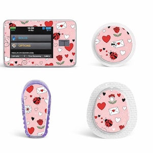 Pegatinas Love Bug / Pegatinas para la cubierta de la bomba T Slim / Pegatinas Dexcom G6 / Pegatinas para diabetes / Diabetes tipo 1 / Diabético / Dexcom G7 / Libre