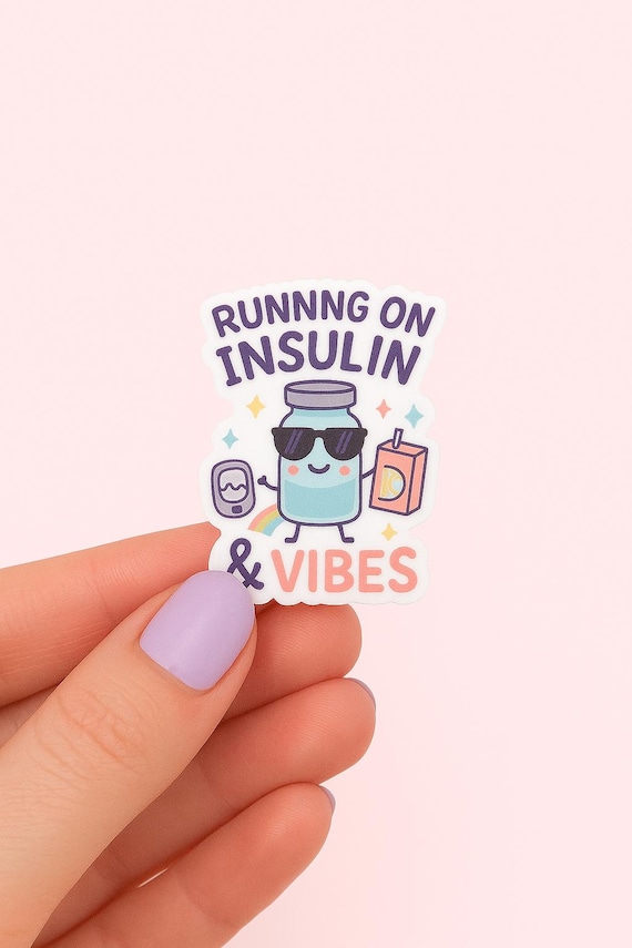 Insulin & Vibes Sticker | Type One Diabetes Stickers | Type 1 Diabetes | Diabetes Stickers | Hypo Treats | Insulin Stickers | Diaversary