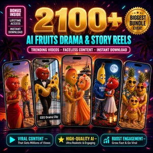 2100+ AI Fruits Drama Reels Bundle | Talking Object Story | YouTube Shorts Återförsäljningsrättigheter
