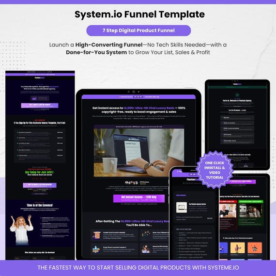 Systeme.io Sales Funnel Template, Done For You Digital Product for Course Creators & Coaches