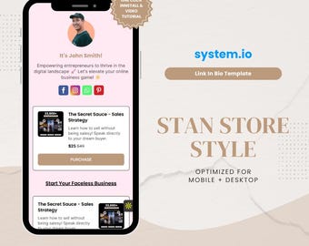 Systeme.io Link in Bio Template, Stan Store Style Funnel, Linktree Alternative (Digital Download)