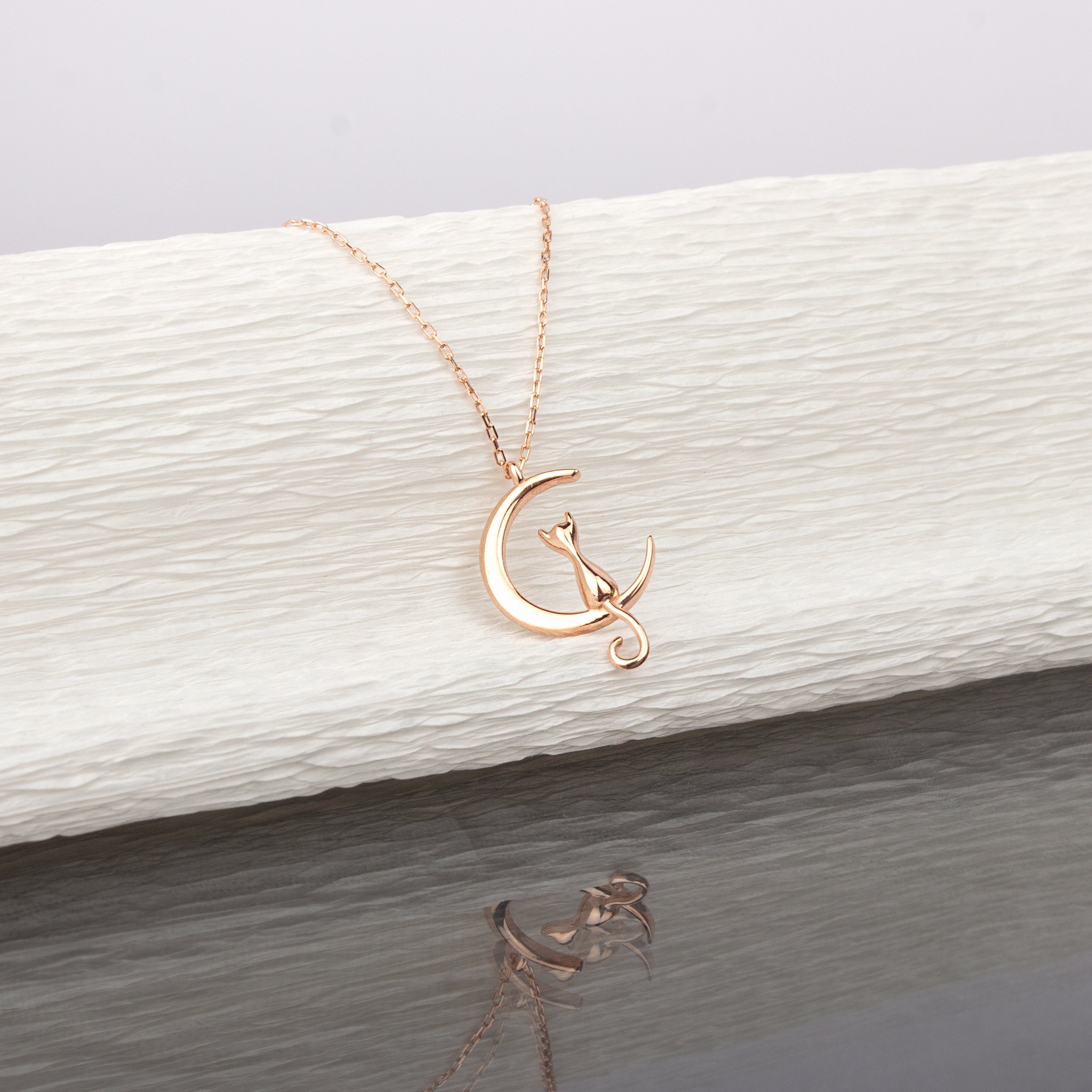 Meow Star Sterling Silver Moon Cat Necklace - Cute Cat Pendant For Women & Cat Lovers - View #8