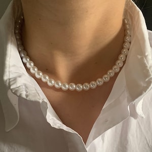 Classic vintage pearl necklace for men and women in 42 cm Easter Easter gift image 1