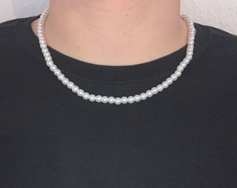 Collier de Perles Vintage Classique pour Homme Réglable en 52 cm