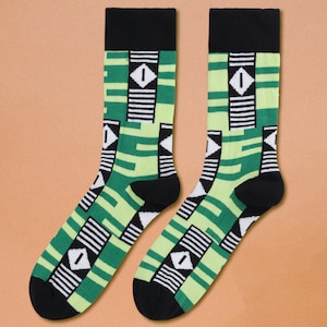 IGWE | African Pattern Knitted Socks, Afro Girl Boy Socks, Eco Boho Feet Cozy Mid Crew Socks