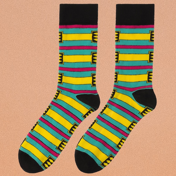 SOJI | Kente Socks, Afrocentric Socks, Duafe Adinkra Symbols African Print