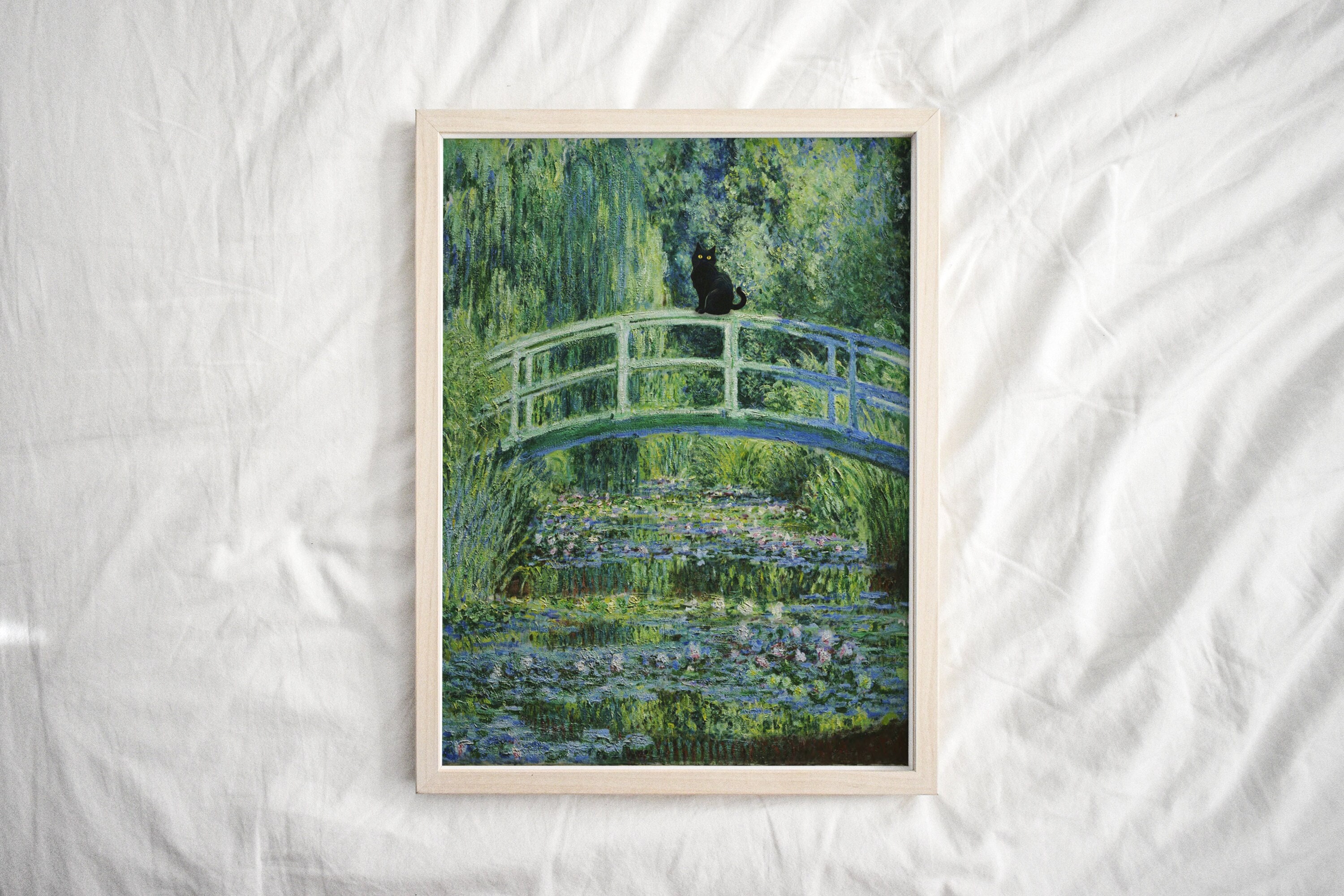 Claude Monet Bridge Over Water Lilies Claude Monet Cat Print Funny Cat