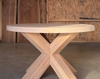 Round White Oak Coffee Table / Midcentury Modern
