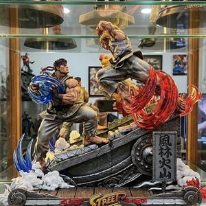 Street Fighter Diorama Ryu Ken standbeeld sculptuur buste