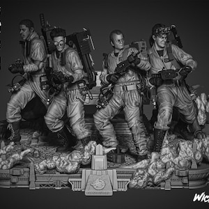 Ghostbusters Diorama Skulptur Statue Ray Egon Winston Peter Herr Bleiben Puft Slimer PKE Meter Geisterfalle Proton Pack Brille