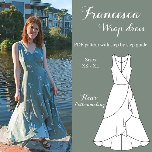 Francesca Wrap Dress Sizes XS-XL Instant Download A4 PDF - Etsy