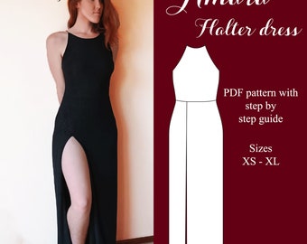 Robe dos nu Amara - tailles XS-XL - Patron de couture A4 PDF à téléchargement instantané