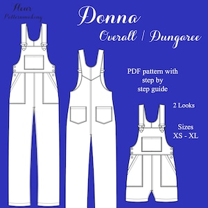 Salopette Donna / Salopette - tailles XS-XL - Patron de couture PDF A4 à téléchargement immédiat